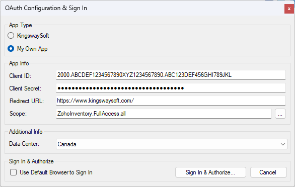 SSIS REST Zoho Inventory Connection Manager - OAuth